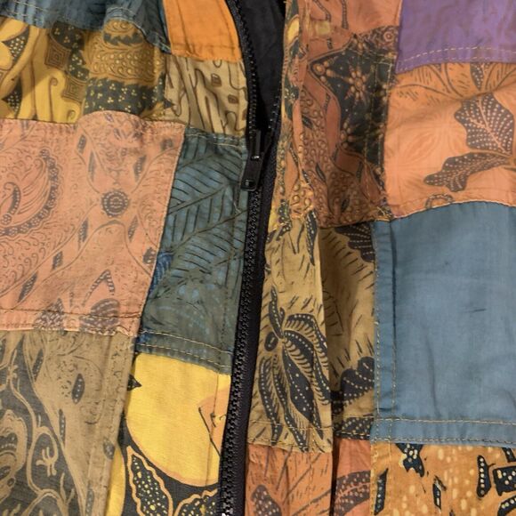 Vintage Patchwork Shacket Women's X-Large Oversized Full Zip Go Fish Eclectic - Picture 4 of 7